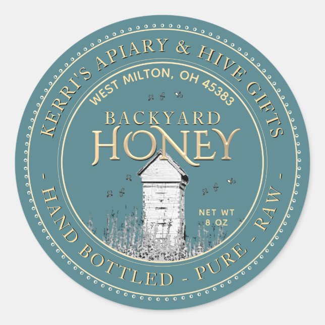 Backyard Hives Honey Label Hand Bottled Raw (Front)