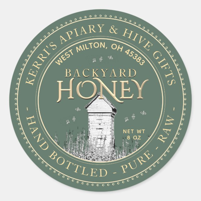 Backyard Hives Honey Label Hand Bottled Raw (Front)
