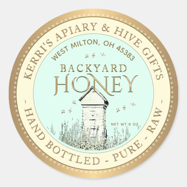 Backyard Hives Honey Label Hand Bottled Raw (Front)