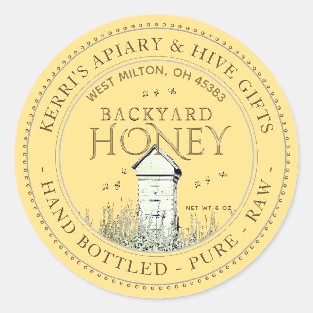 Backyard Hives Honey Label Hand Bottled Raw (Front)