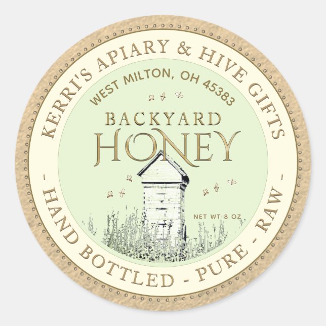 Backyard Hives Honey Label Hand Bottled Raw (Front)