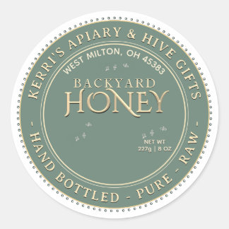 Backyard Hives Honey Label Hand Bottled Raw Gold 
