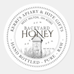 Backyard Hives Honey Label Hand Bottled Raw White