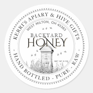 Backyard Hives Honey Label Hand Bottled Raw White