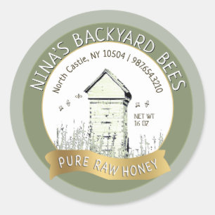 Backyard Hives Honey Pure Raw Honey Green Gold     Classic Round Sticker