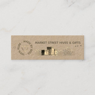 Backyard Honey Kraft Flower Hives Gold Heart Bees  Mini Business Card