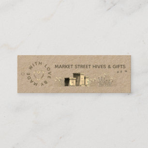 Backyard Honey Kraft Flower Hives Gold Heart Bees  Mini Business Card