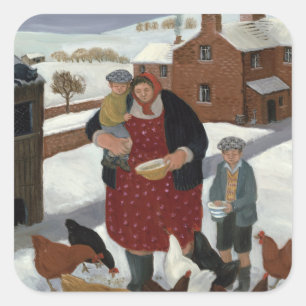 Backyard in Winter Square Sticker