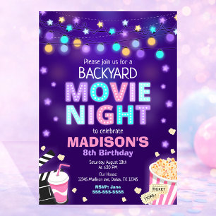 Backyard Movie Night Birthday Invitation