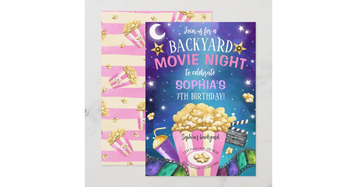 Backyard Movie Night Birthday Invitation | Zazzle