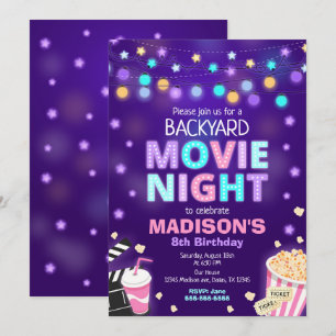 Backyard Movie Night Birthday Invitation