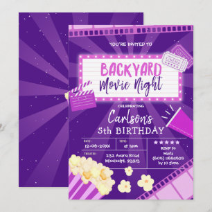 Backyard Movie Night Birthday Invitation