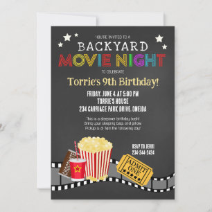 Backyard Movie Night Birthday Party Invitation