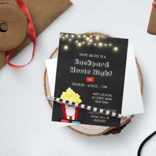 Backyard Movie Night Party Invitation