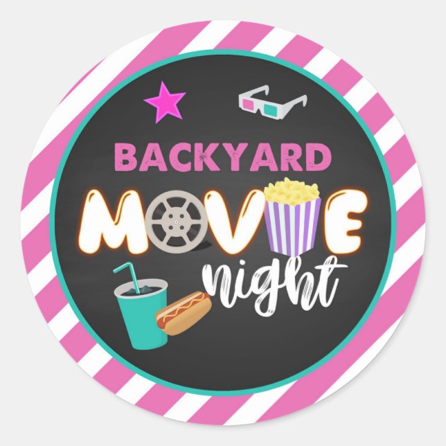 Backyard Movie Night Sticker - Girl (Front)
