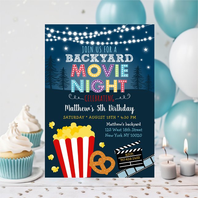Backyard Movie Night Summer Outdoor Birthday Invitation (Creator Uploaded)