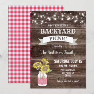 Backyard Picnic Neighbourhood BBQ Invitation
