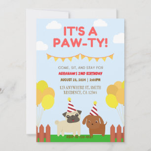 Backyard Puppy Party Kids Birthday Invitation