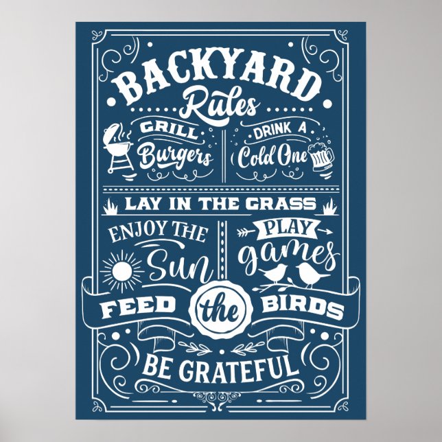 Backyard Rules List Custom Background Poster (Front)