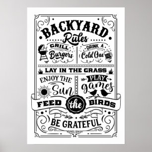 Backyard Rules: Relax, Play, and Enjoy Poster