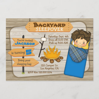 Backyard Sleepover Birthday Party Invitation