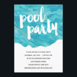 Backyard Splash | Pool Party Invitation<br><div class="desc">This fun,  modern pool party invitation features a blue watercolor splash and the text "Pool party" written in a bold calligraphy script. The text can be changed to suit a pool party for a birthday or holiday,  and the design is well-suited for both kids and adult swim parties.</div>