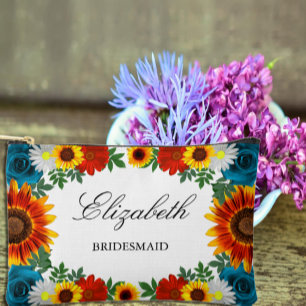 Backyard Summer Floral Accessory Pouch