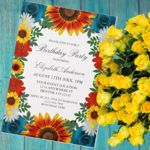 Backyard Summer Floral Birthday Vellum Invitations