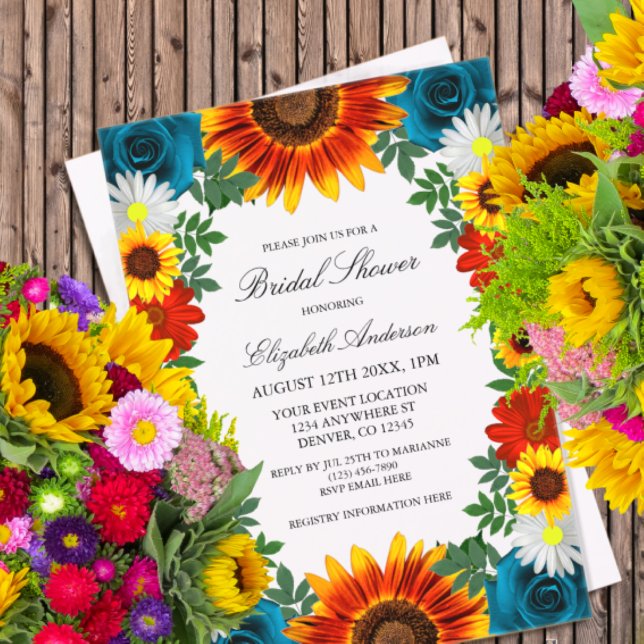 Backyard Summer Floral Bridal Shower Acrylic Invitations (Creator Uploaded)