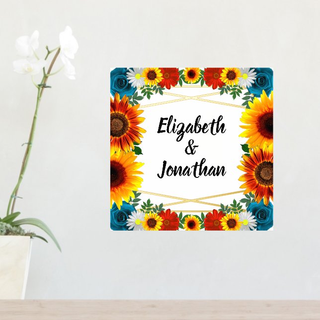 Backyard Summer Floral Geometric Foil Prints (In Situ (Entry Table))