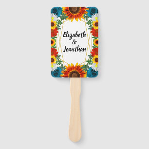 Backyard Summer Floral Geometric Hand Fan