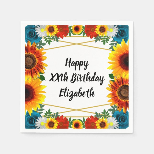 Backyard Summer Floral Geometric Napkins (Front)