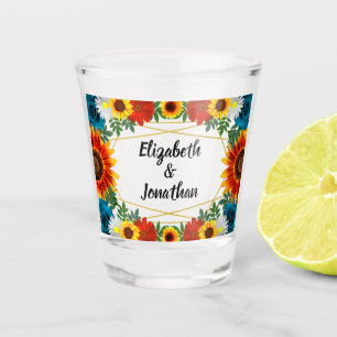 Backyard Summer Floral Geometric Shot Glass