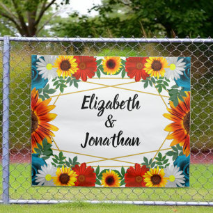 Backyard Summer Floral Geometric Tapestry