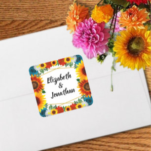 Backyard Summer Floral Geometric Wedding Square Sticker