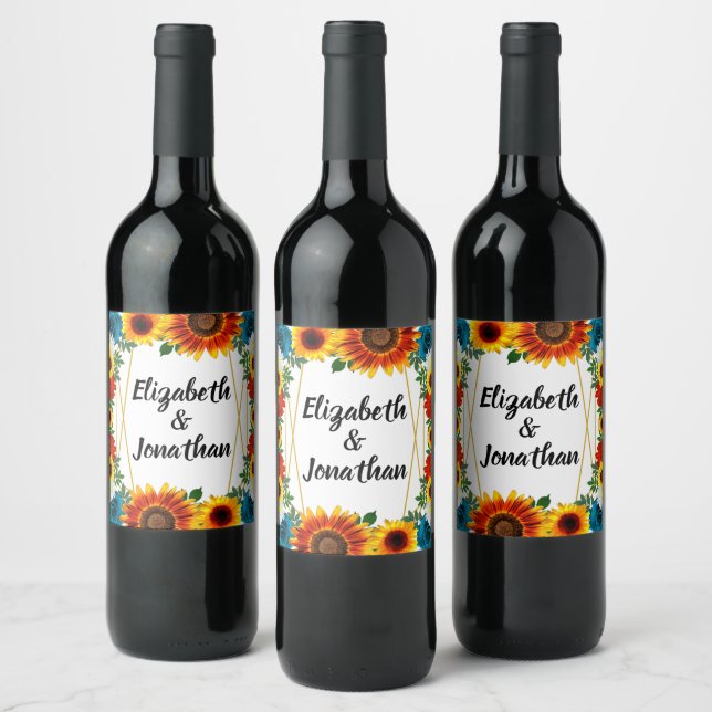 Backyard Summer Floral Geometric Wine Label (Bottles)