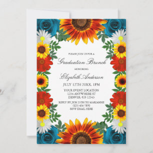 Backyard Summer Floral Graduation Brunch Invitation