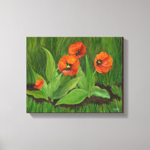 Backyard Tulips wrapped canvas