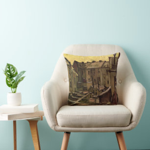 Backyards of Old Houses by Vincent van Gogh Cushion