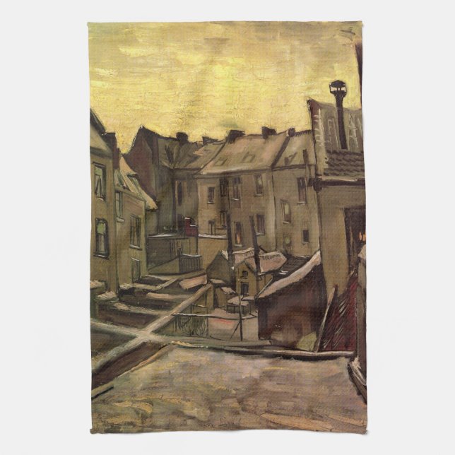 Backyards of Old Houses by Vincent van Gogh Tea Towel (Vertical)