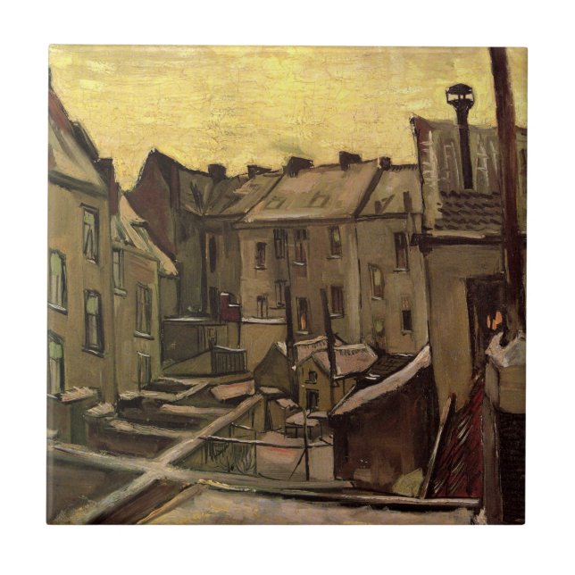 Backyards of Old Houses by Vincent van Gogh Tile (Front)