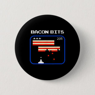 Bacon 8-bits Video Game Player Retro Nerd Geek  6 Cm Round Badge