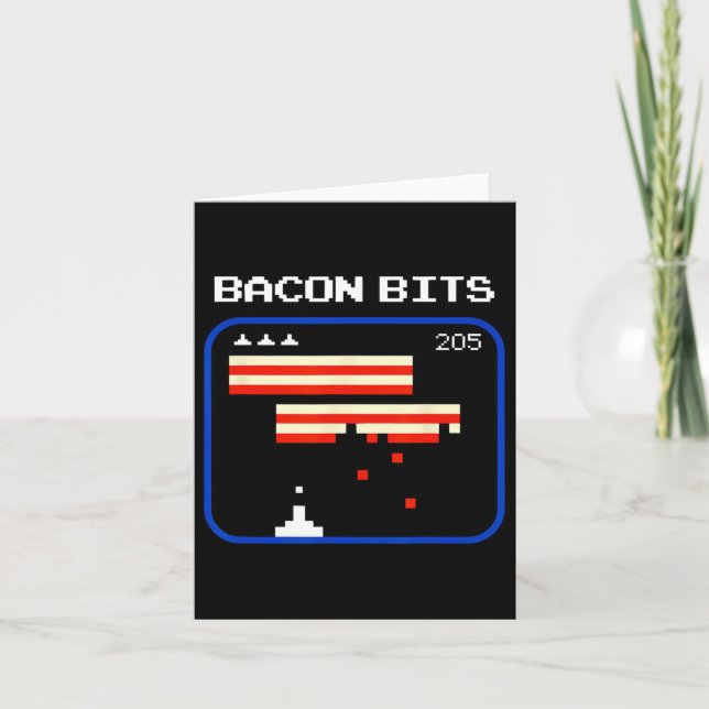 Bacon 8-bits Video Game Player Retro Nerd Geek  Card (Front)