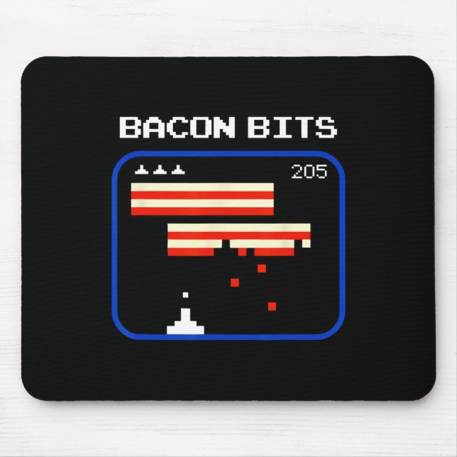 Bacon 8-bits Video Game Player Retro Nerd Geek  Mouse Mat (Front)