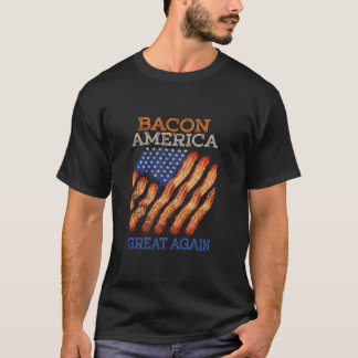Bacon America Great Again Trump 2020 American Flag T-Shirt