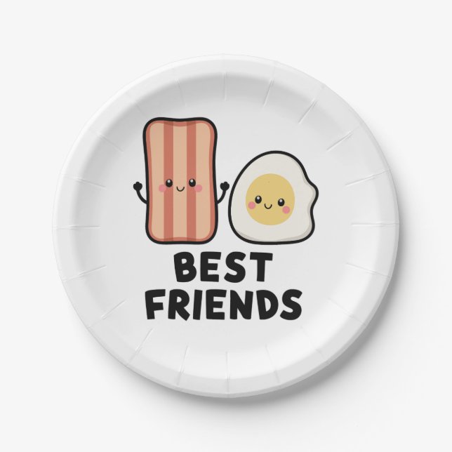 Bacon and Egg Best Friends Paper Plate (Front)