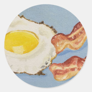 Bacon and Egg Breakfast painting Classic Round Sticker