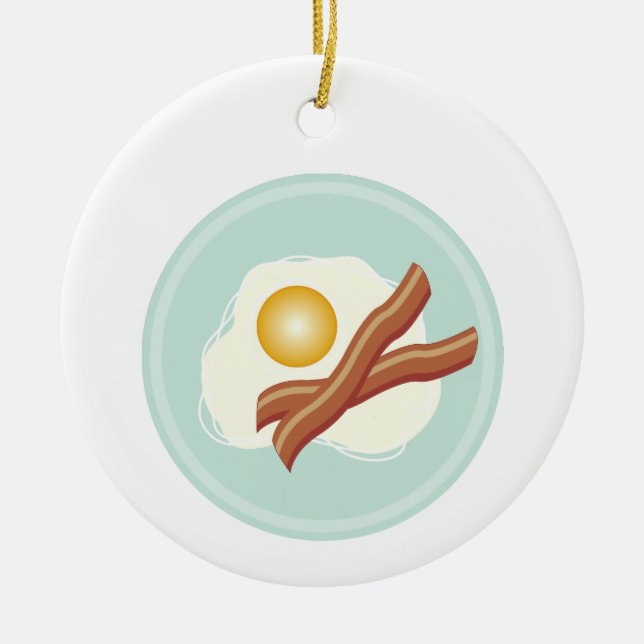 Bacon And Eggs Ceramic Tree Decoration (Front)