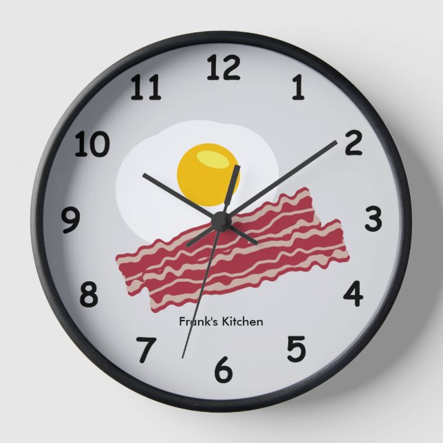 Bacon and eggs custom colour kitchen wall clock (Front)