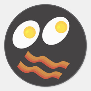 bacon and eggs face classic round sticker